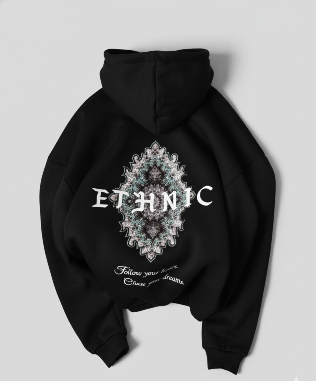 Ethnic (white) Drop Shoulder Hoodie