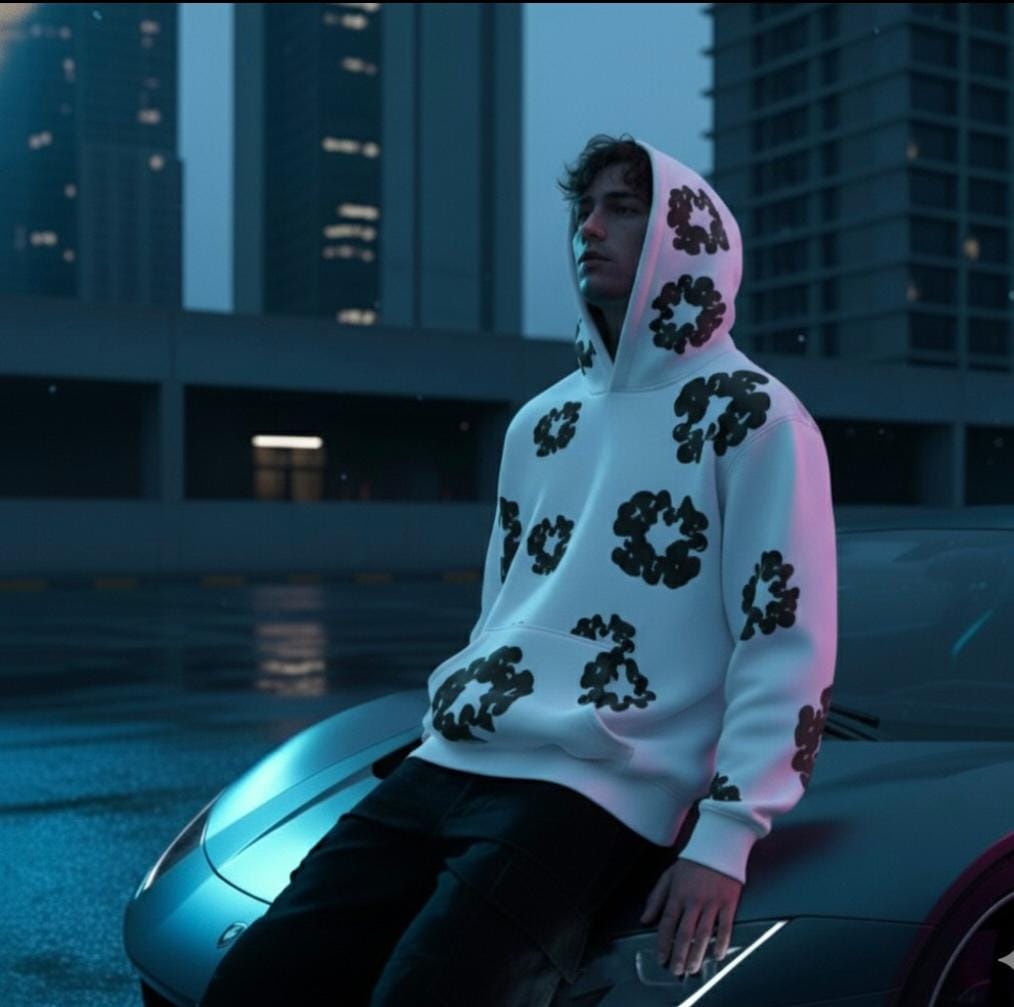 Bloom Hoodie (White) Drop Shoulder Hoodie